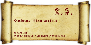 Kedves Hieronima névjegykártya